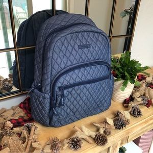 NWOT Vera Bradley Women Lg Essential Backpack in Quilted Cotton Denim